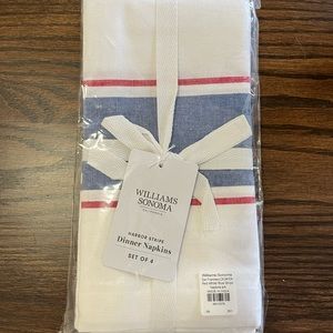 NWT Williams Sonoma Harbor Stripe 4 Dinner Napkins